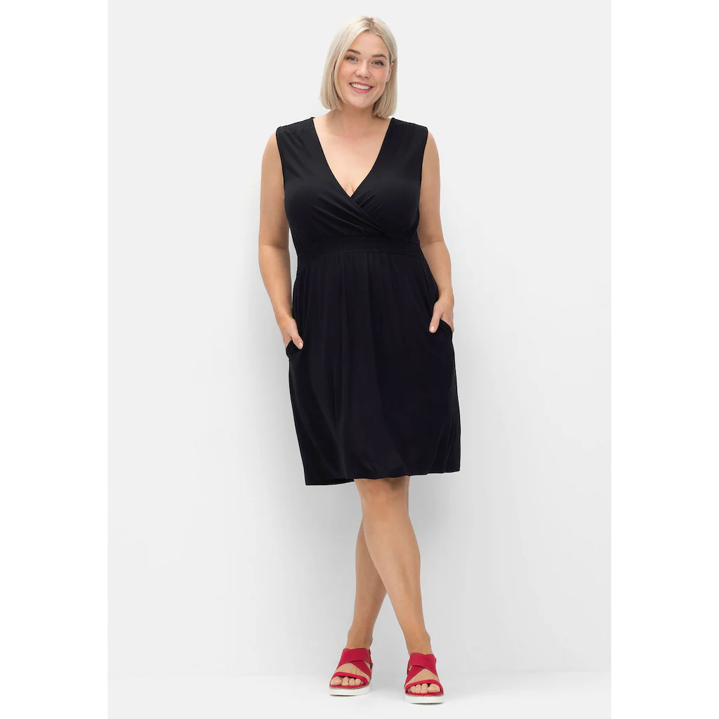 Sheego Jerseykleid »Große Größen« in Wickeloptik mit gesmokten Details