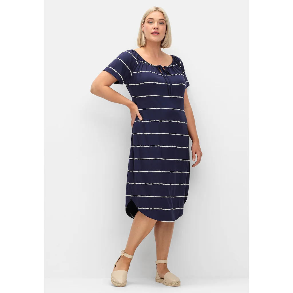 Sheego Jerseykleid »Große Größen« mit Carmenausschnitt und rundem Saum