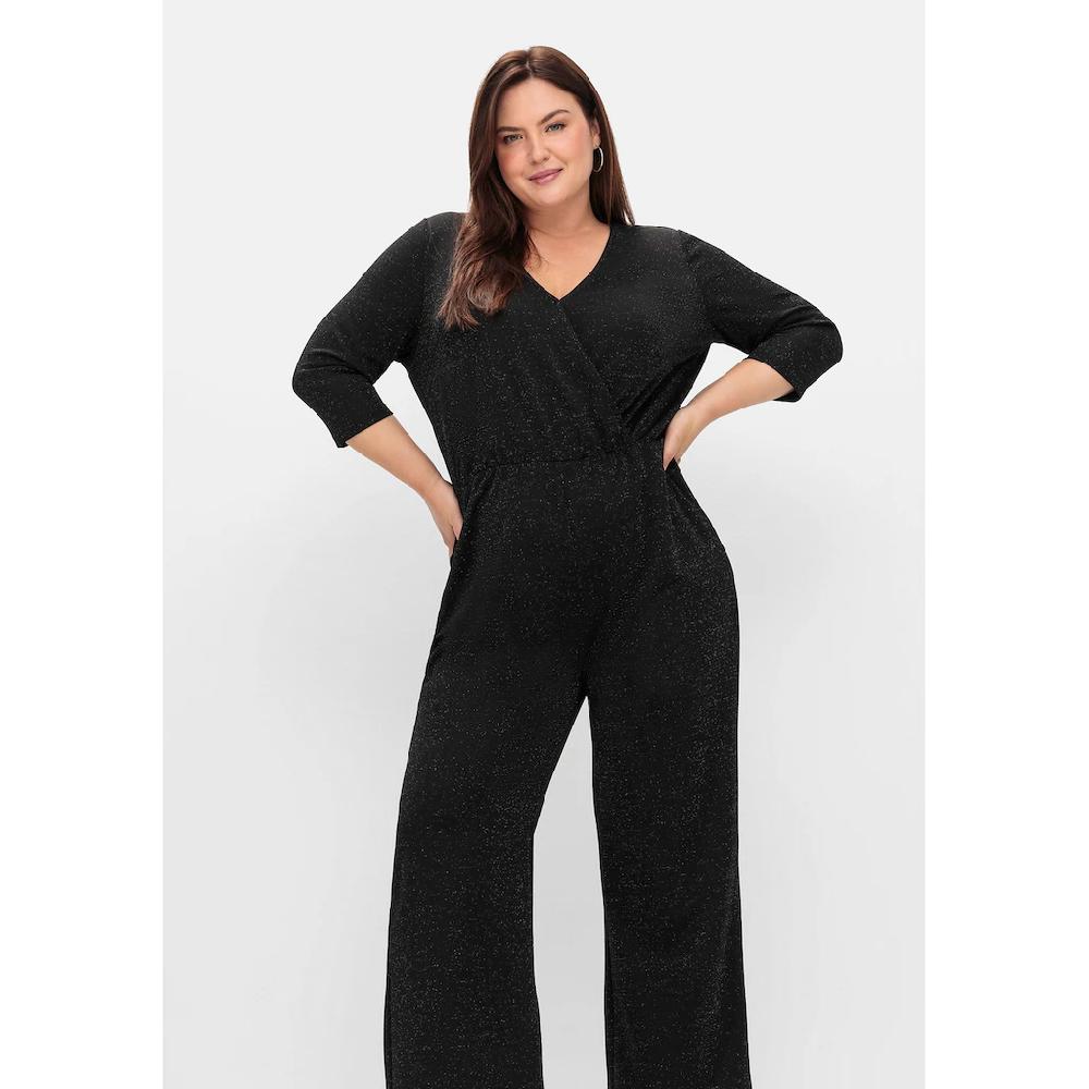 Sheego Jumpsuit »Große Größen« In Wickeloptik Mit Glitzergarn