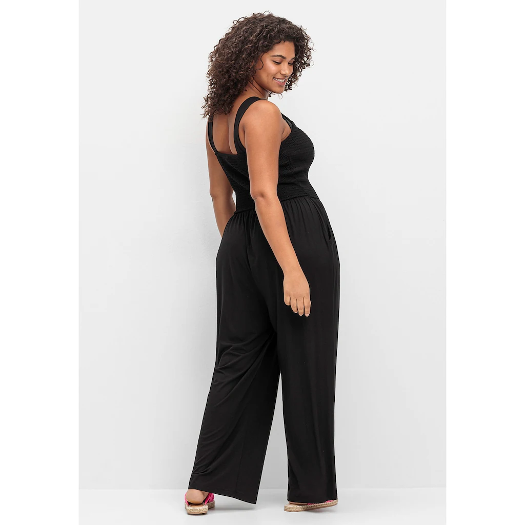 Sheego Jumpsuit »Große Größen« Mit Smok-Oberteil Und Weitem Bein