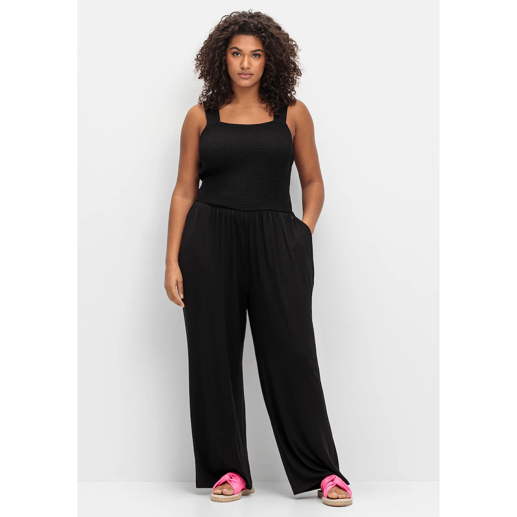 Sheego Jumpsuit »Große Größen« mit Smok-Oberteil und weitem Bein