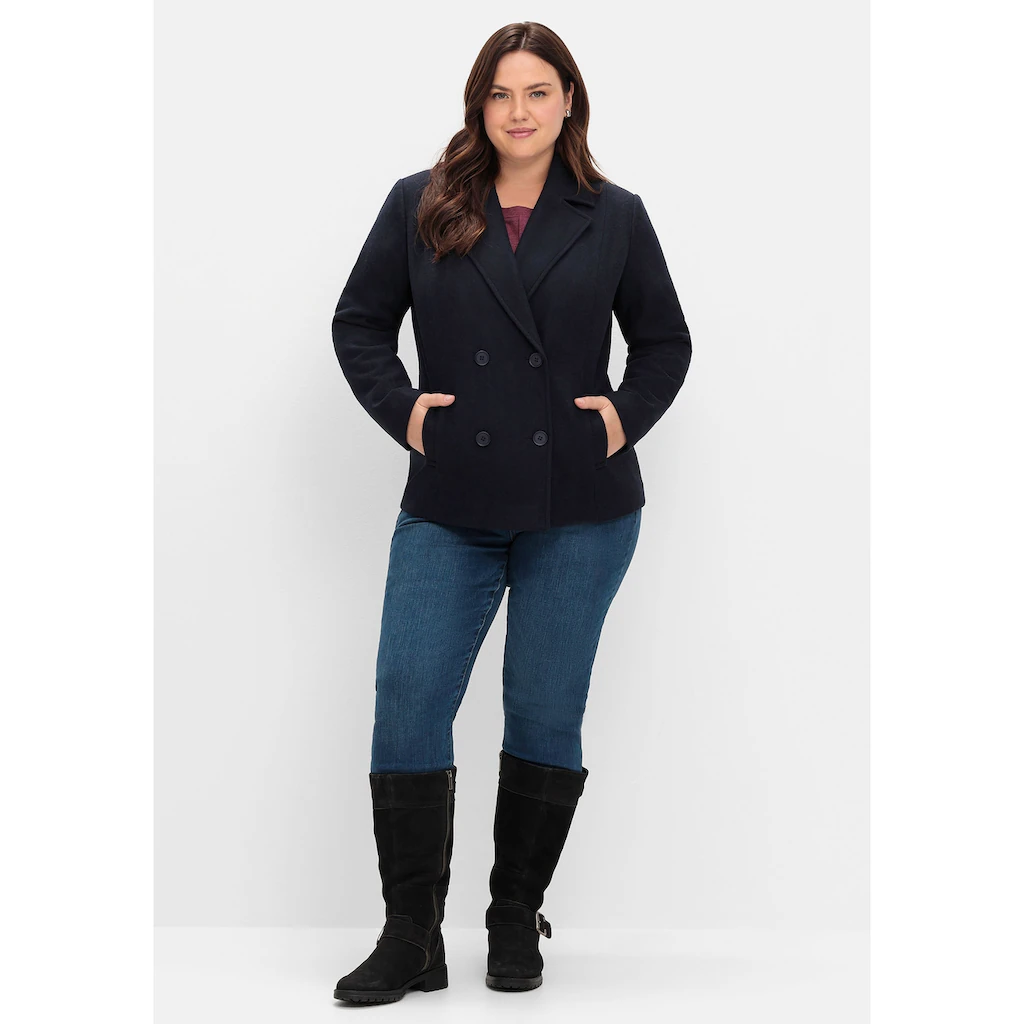 Sheego Kurzjacke »Große Größen« Ohne Kapuze In Caban-Form Mit Wollanteil