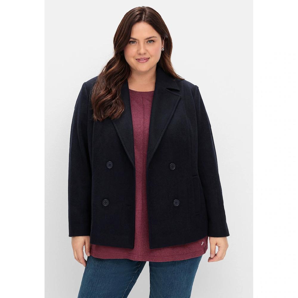 Sheego Kurzjacke »Große Größen« ohne Kapuze in Caban-Form mit Wollanteil