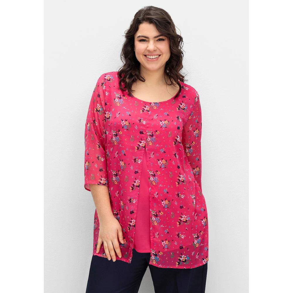 Sheego Longtunika »Große Größen« im Lagenlook mit Blumenprint