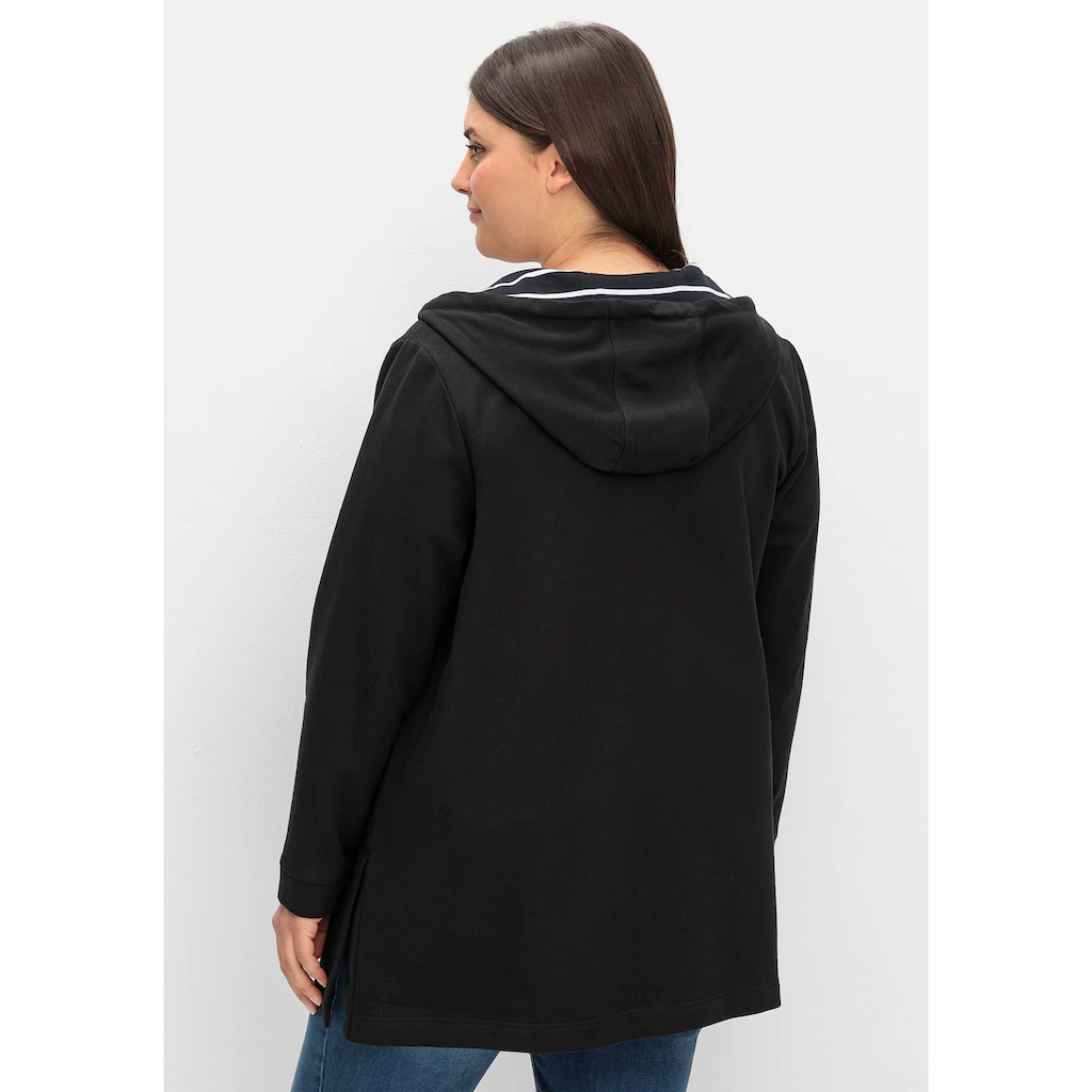 Sheego Sweatjacke »Große Größen« Mit Gestreiftem Kapuzenfutter