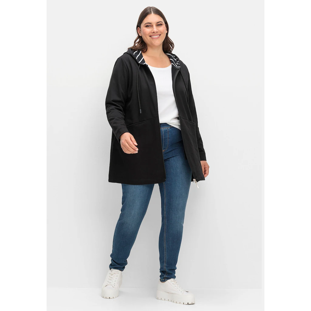 Sheego Sweatjacke »Große Größen« Mit Gestreiftem Kapuzenfutter