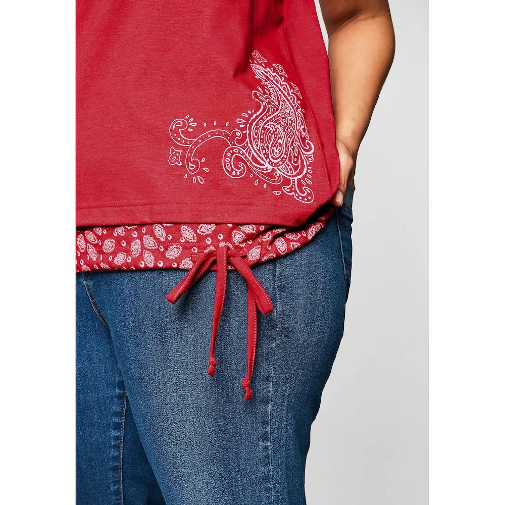 Sheego T-Shirt »Große Größen« In 2-in-1-Optik Mit Print Und Tunnelzug