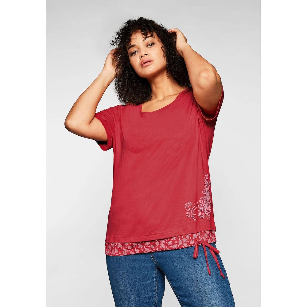 Sheego T-Shirt »Große Größen« in 2-in-1-Optik mit Print und Tunnelzug