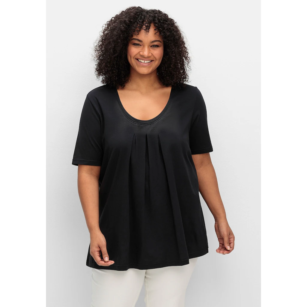 Sheego T-Shirt »Große Größen« in A-Linie mit Kellerfalten am Ausschnitt