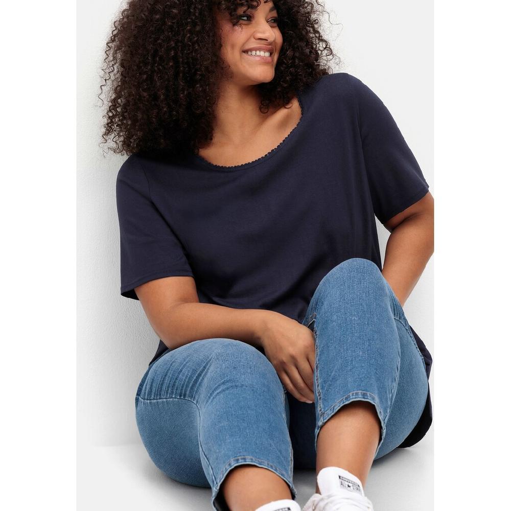 Sheego T-Shirt »Große Größen« Mit Spitzenborte Am Ausschnitt