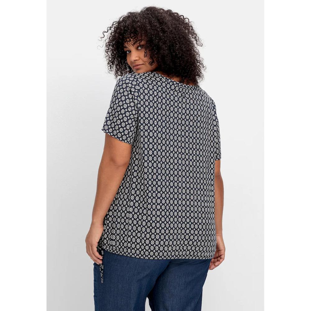 Sheego T-Shirt »Große Größen« Mit Tunnelzug Am Saum Und Alloverprint