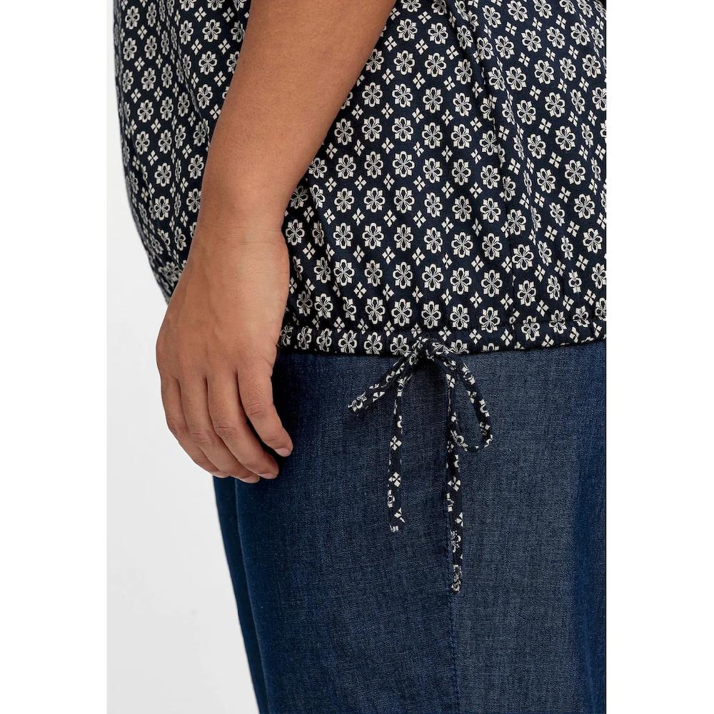 Sheego T-Shirt »Große Größen« Mit Tunnelzug Am Saum Und Alloverprint