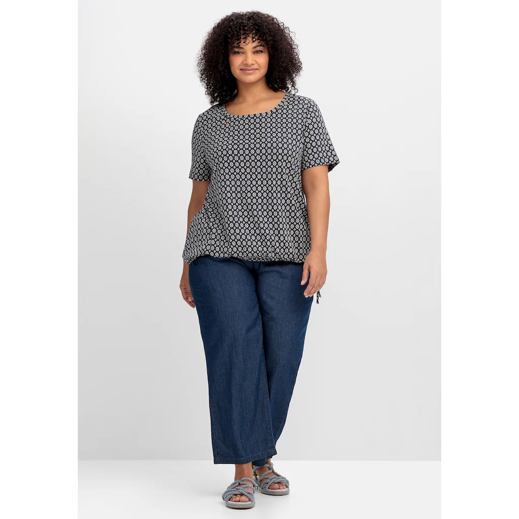 Sheego T-Shirt »Große Größen« Mit Tunnelzug Am Saum Und Alloverprint