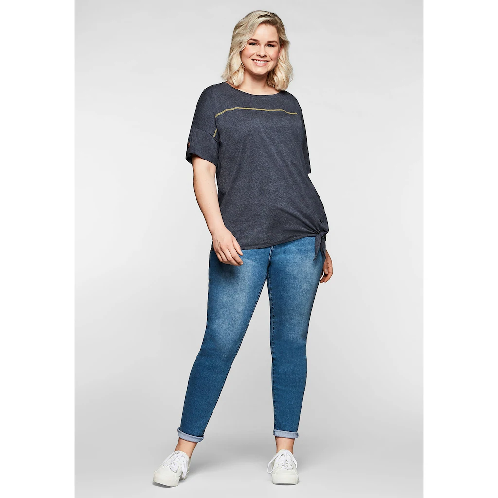 Sheego T-Shirt »Große Größen« Mit Ziernaht Und Knotendetail Am Saum