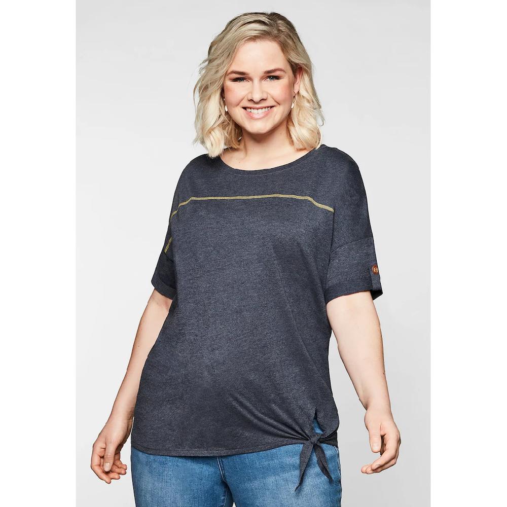 Sheego T-Shirt »Große Größen« mit Ziernaht und Knotendetail am Saum