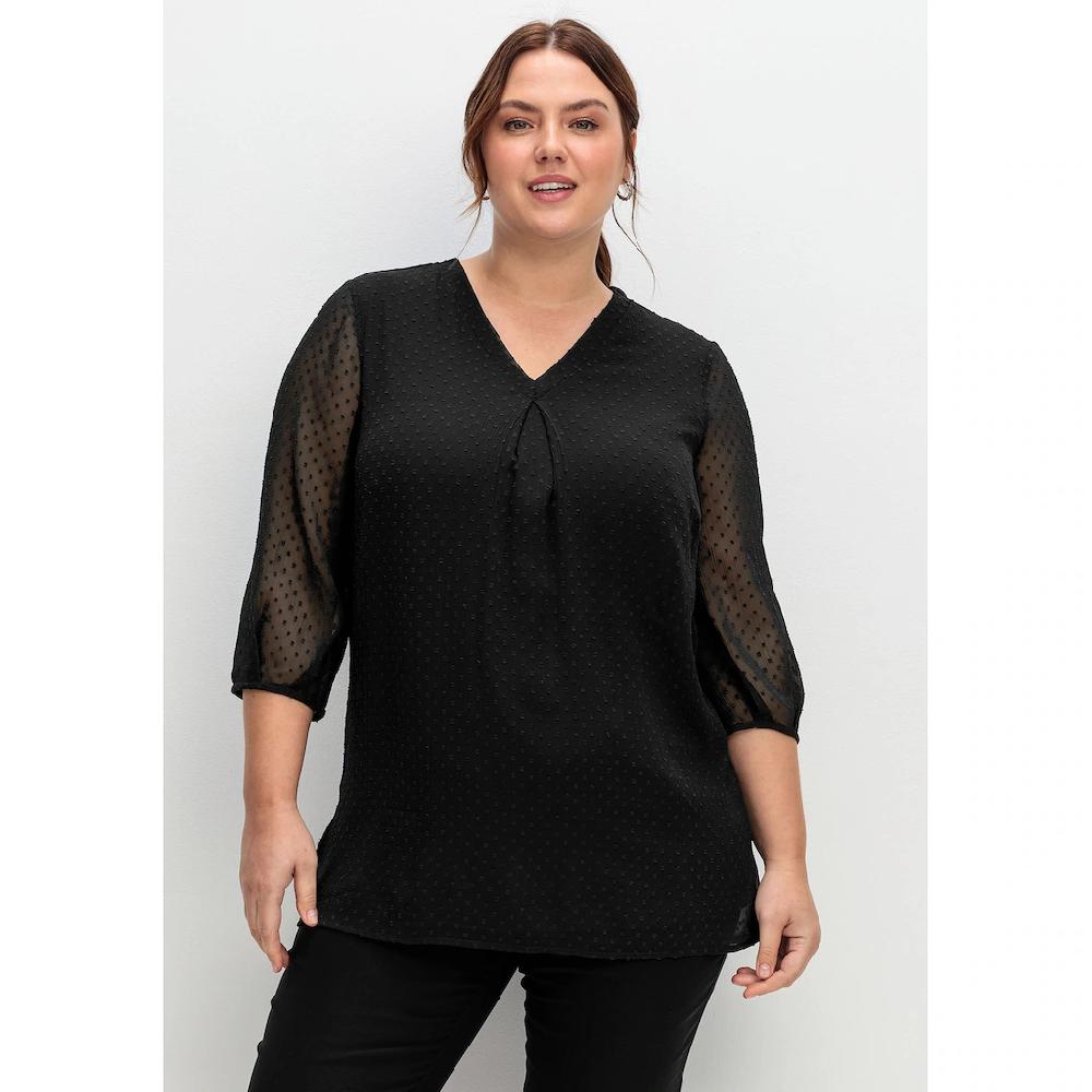 Sheego Tunika »Große Größen« mit Chiffon-Ärmeln und eingewebtem Muster