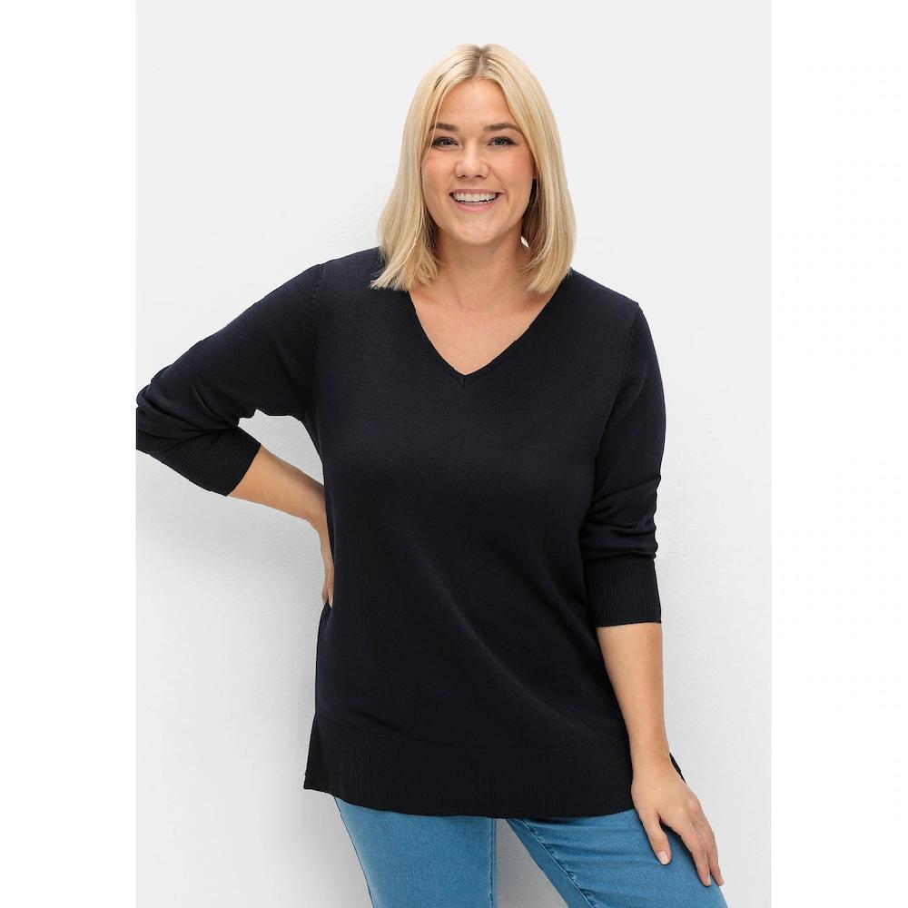 Sheego V-Ausschnitt-Pullover »Große Größen« Aus Leichtem Feinstrick