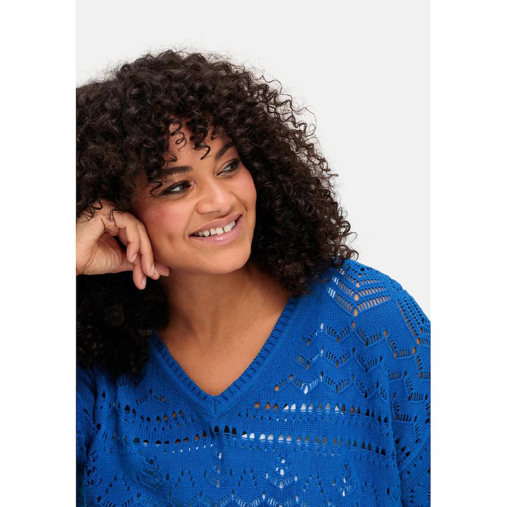 Sheego V-Ausschnitt-Pullover »Große Größen« Im Ajourstrick In Oversize-Form