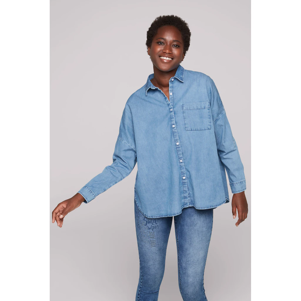 SOCCX Jeansbluse im Turn-Up-Look