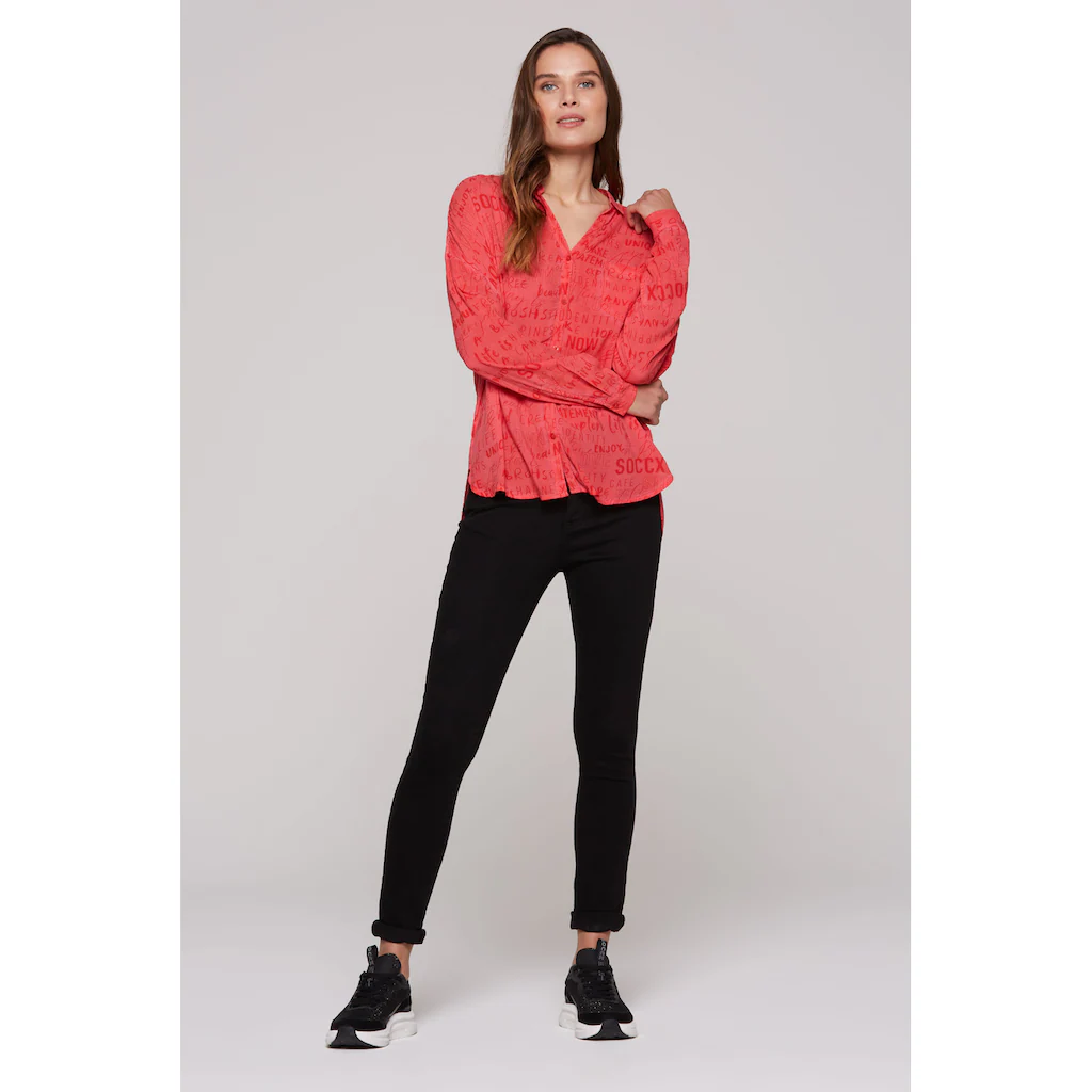 SOCCX Langarmbluse Mit Längerer Rückenpartie