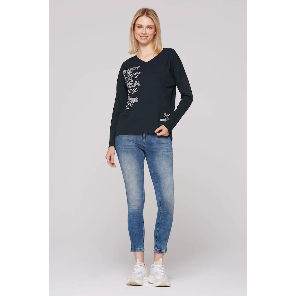 SOCCX Langarmshirt Mit Längerer Rückenpartie