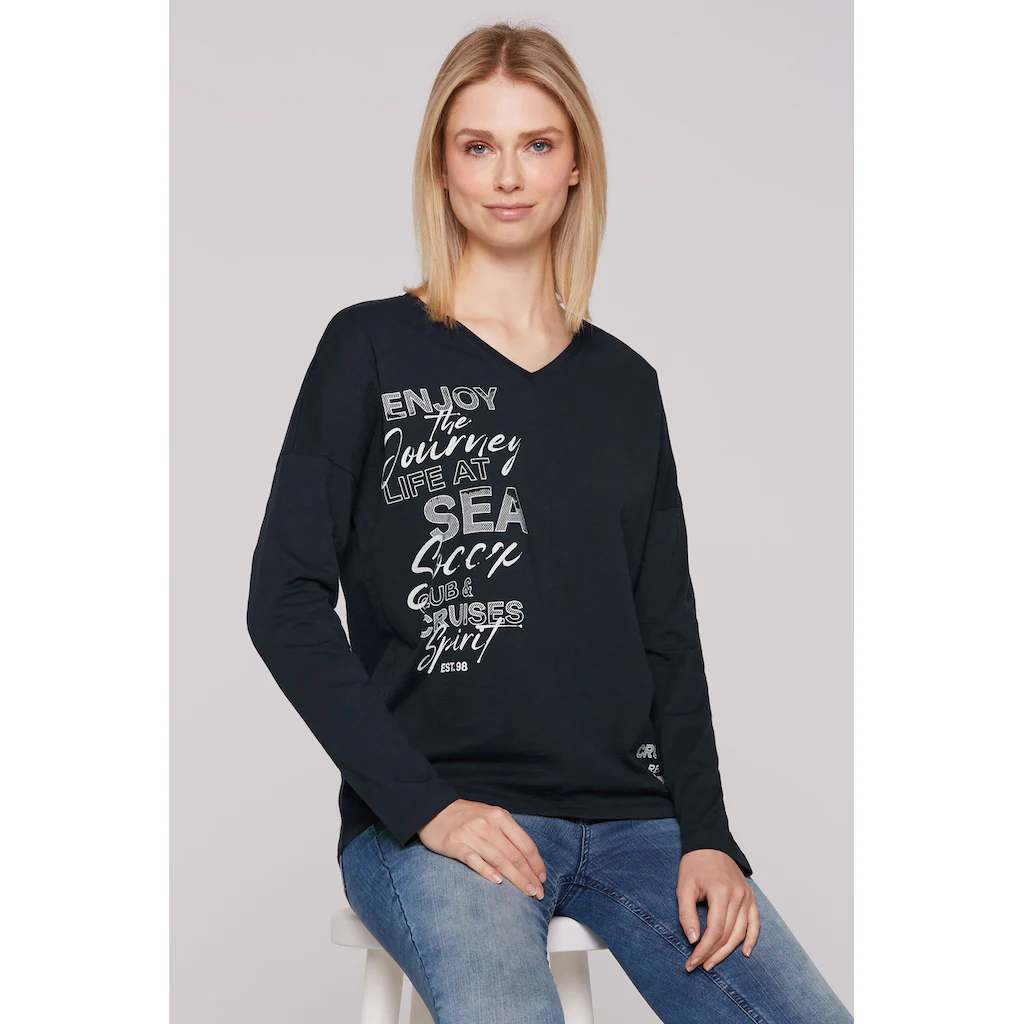 SOCCX Langarmshirt mit längerer Rückenpartie