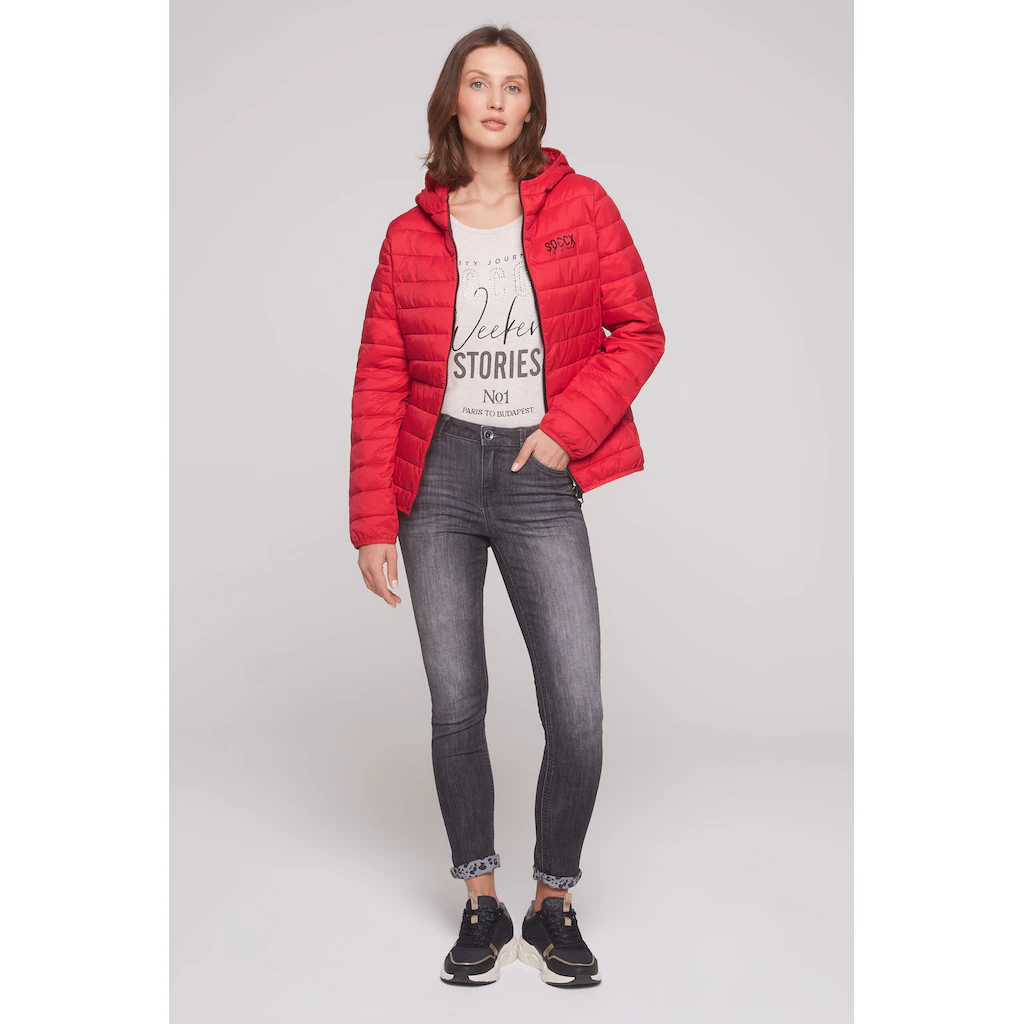 SOCCX Outdoorjacke Mit Kapuze Mit Elastischem Saumabschluss