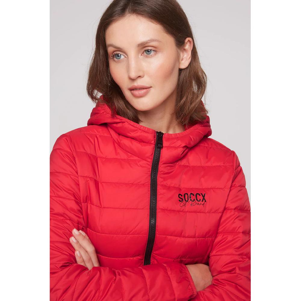SOCCX Outdoorjacke Mit Kapuze Mit Elastischem Saumabschluss