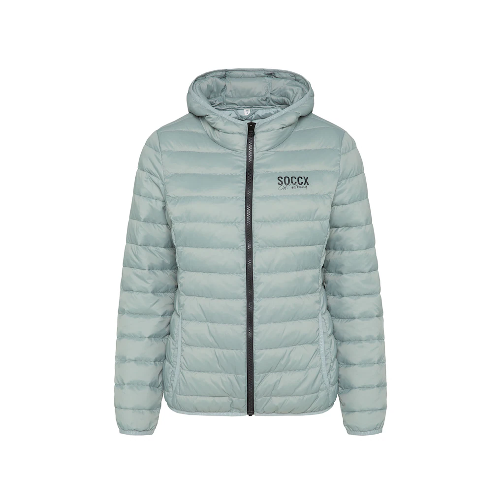 SOCCX Outdoorjacke Mit Kapuze Mit Elastischem Saumabschluss