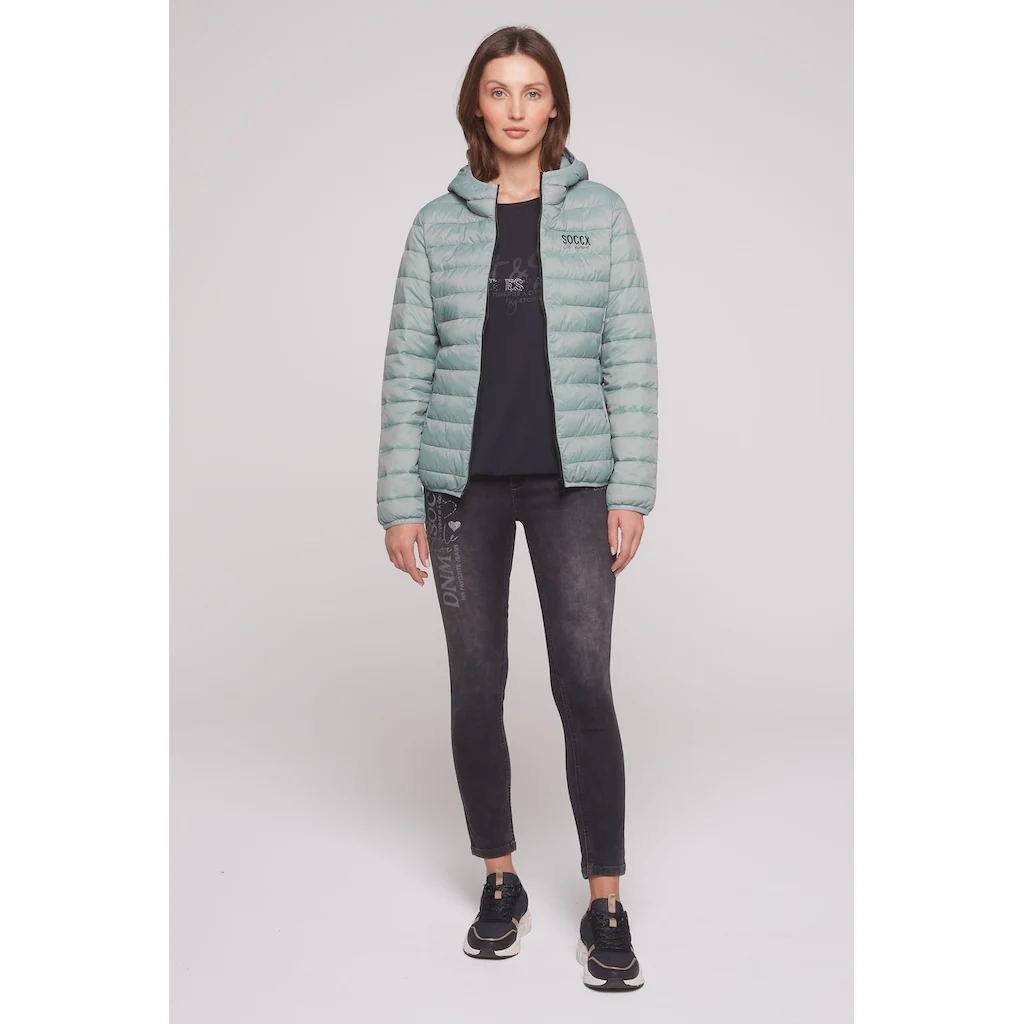 SOCCX Outdoorjacke Mit Kapuze Mit Elastischem Saumabschluss