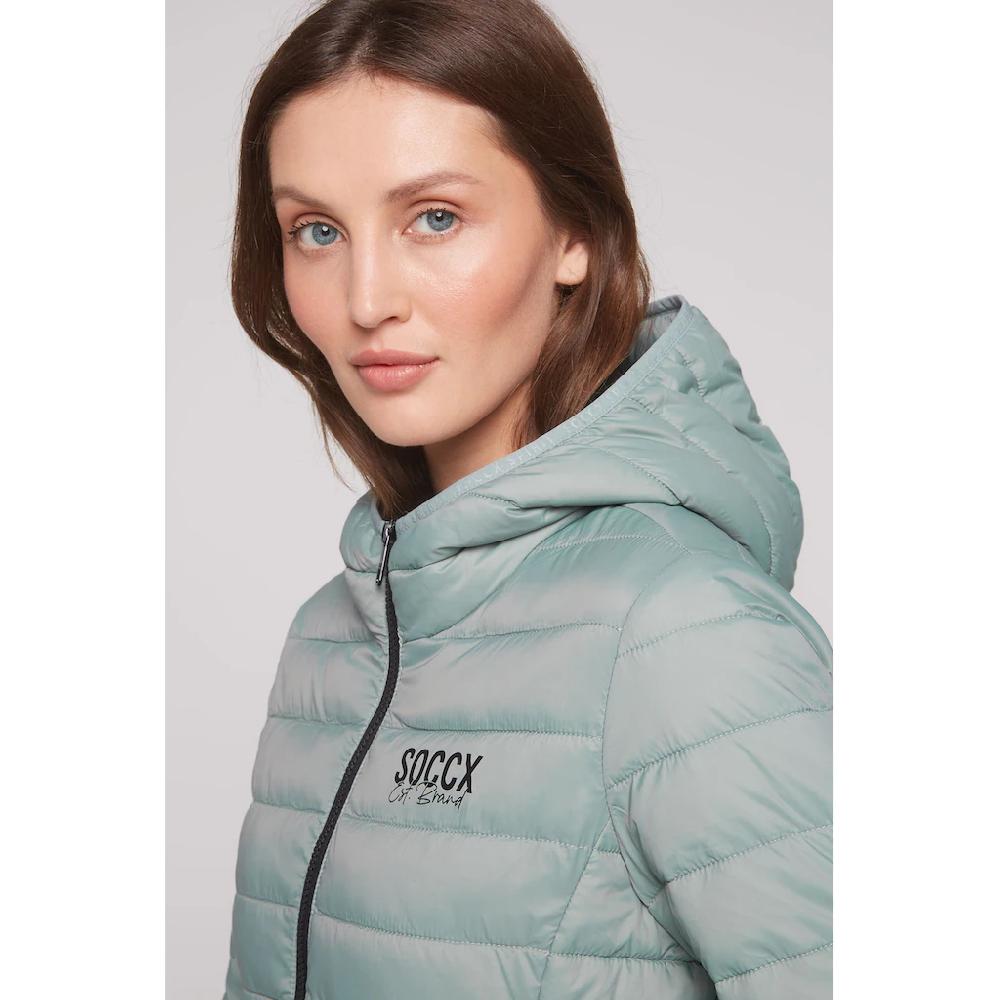 SOCCX Outdoorjacke Mit Kapuze Mit Elastischem Saumabschluss