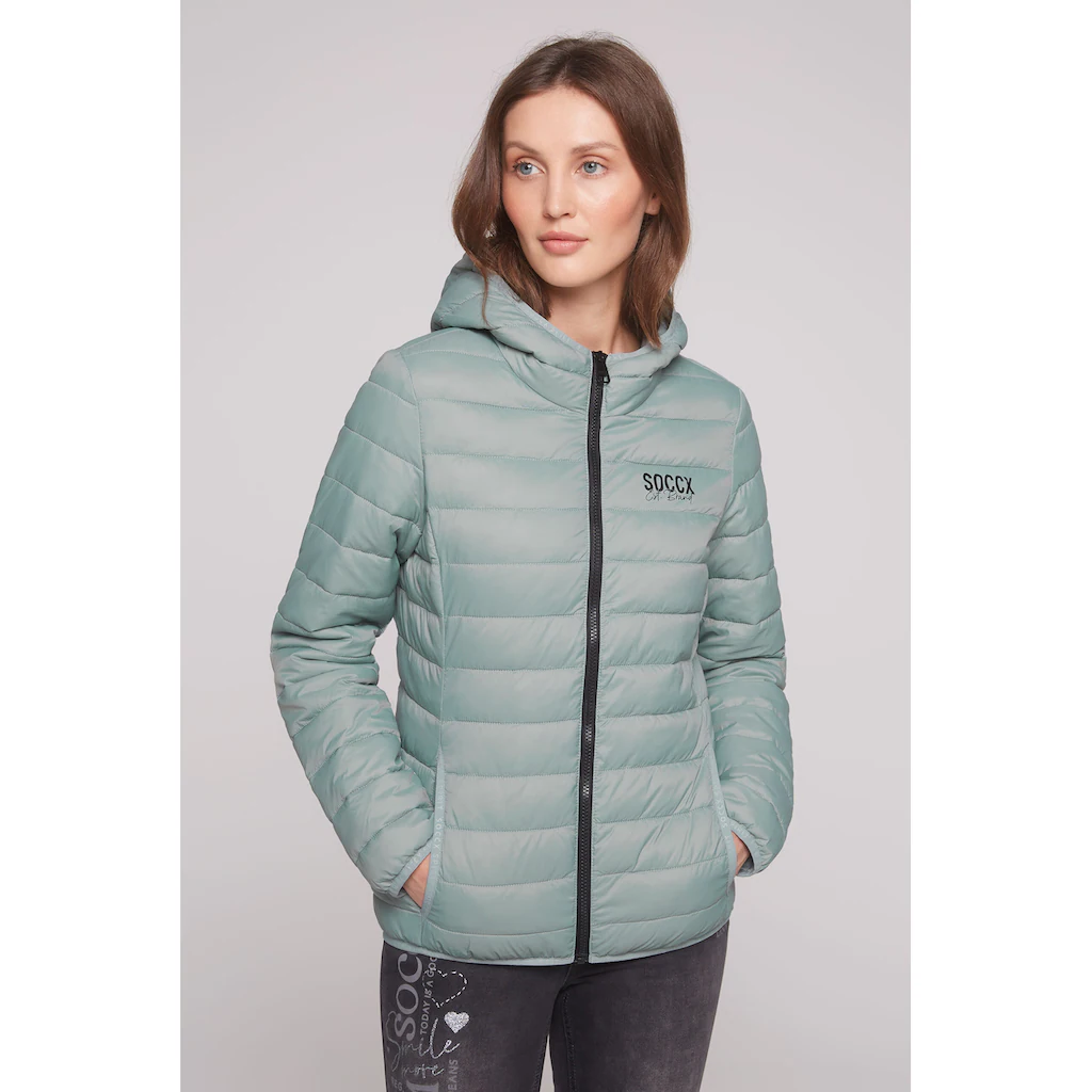 SOCCX Outdoorjacke mit Kapuze mit elastischem Saumabschluss