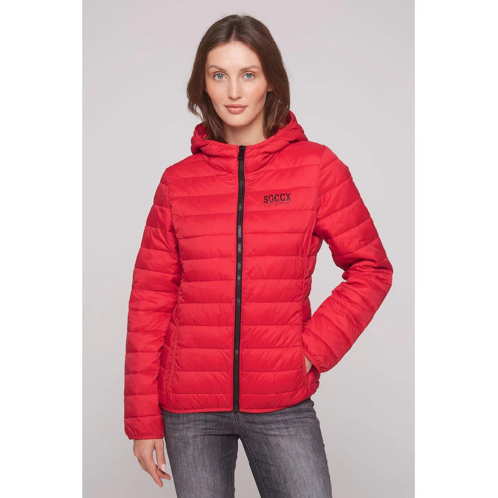 SOCCX Outdoorjacke mit Kapuze mit elastischem Saumabschluss
