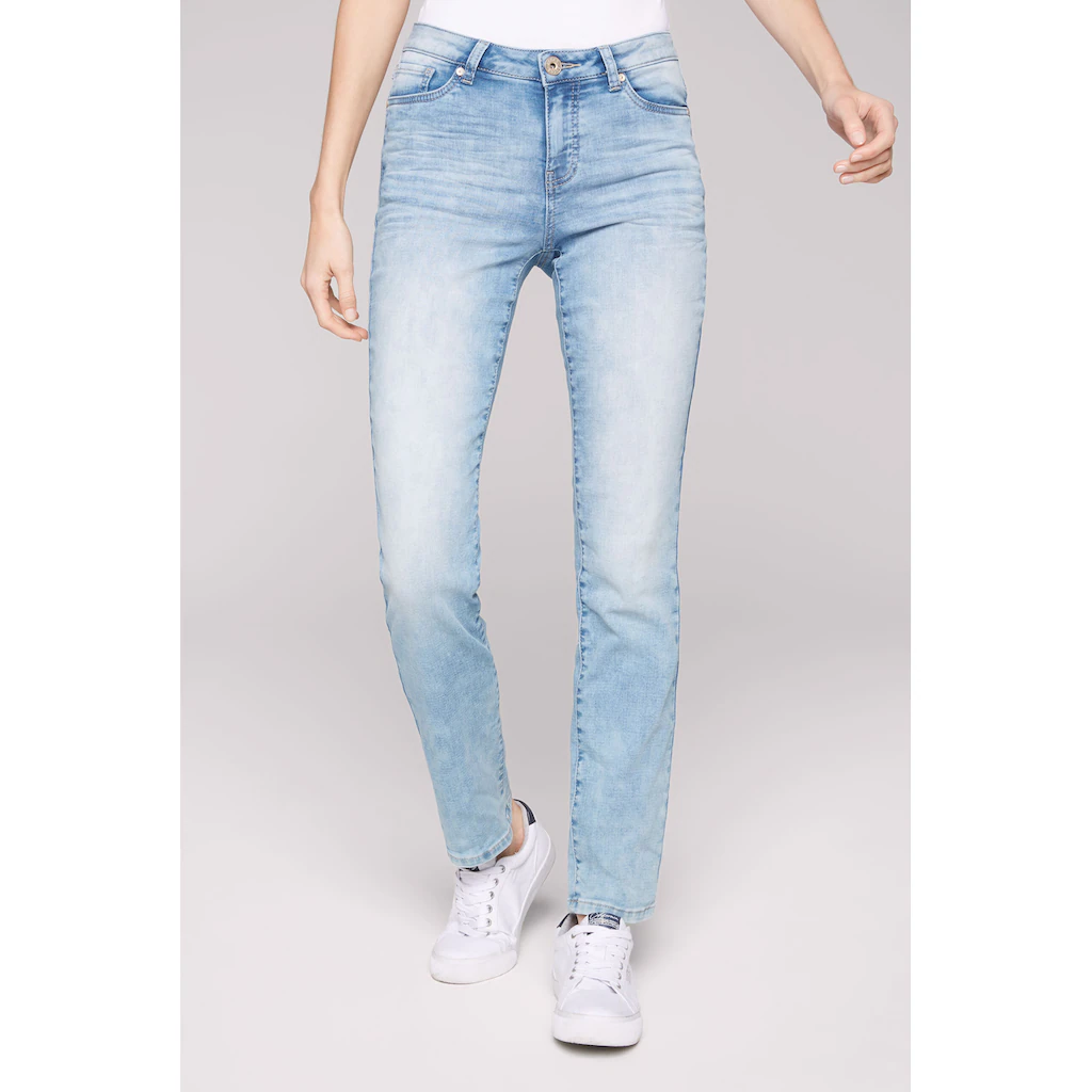 SOCCX Regular-fit-Jeans mit Bleaching-Effekten