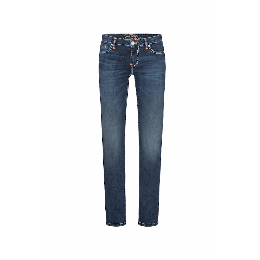 SOCCX Regular-fit-Jeans Mit Kontrast-Steppungen