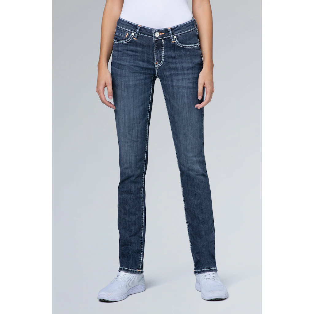 SOCCX Regular-fit-Jeans mit Kontrast-Steppungen