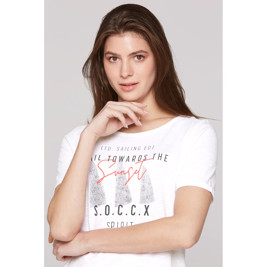 SOCCX Rundhalsshirt Mit Turn-Up-Ärmel