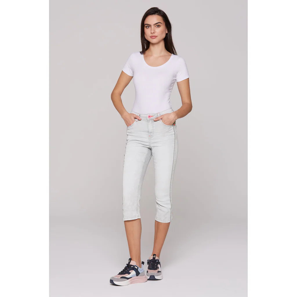 SOCCX Slim-fit-Jeans Mit Schlitz Am Saum