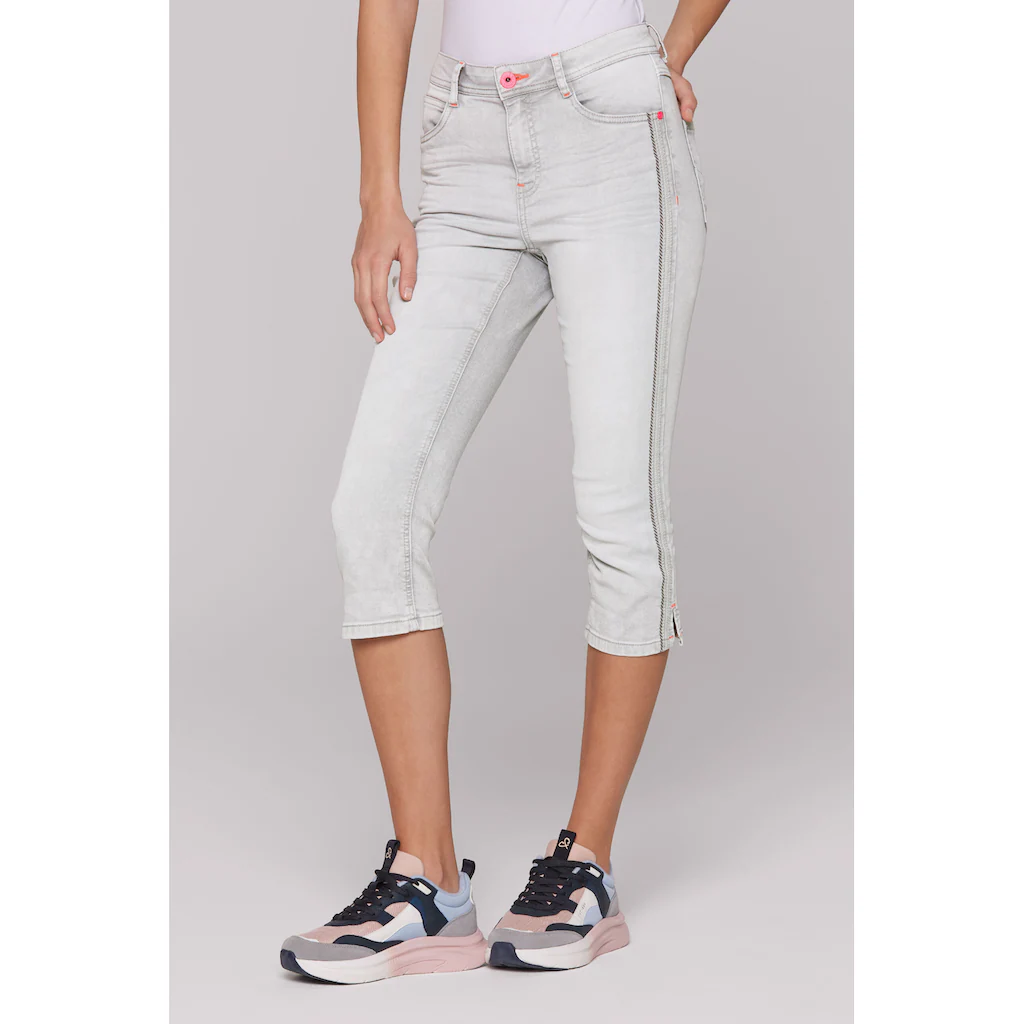 SOCCX Slim-fit-Jeans mit Schlitz am Saum