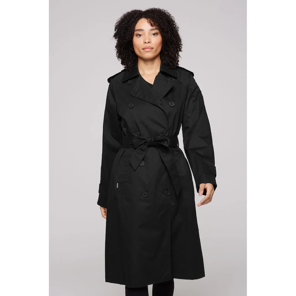 SOCCX Trenchcoat mit Knopfriegel an Schultern & Ärmelsaum
