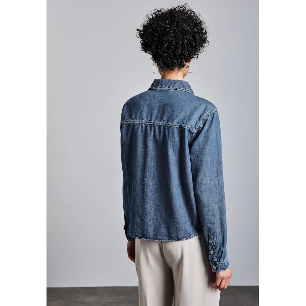 STREET ONE Jeansbluse Mit Druckknöpfen