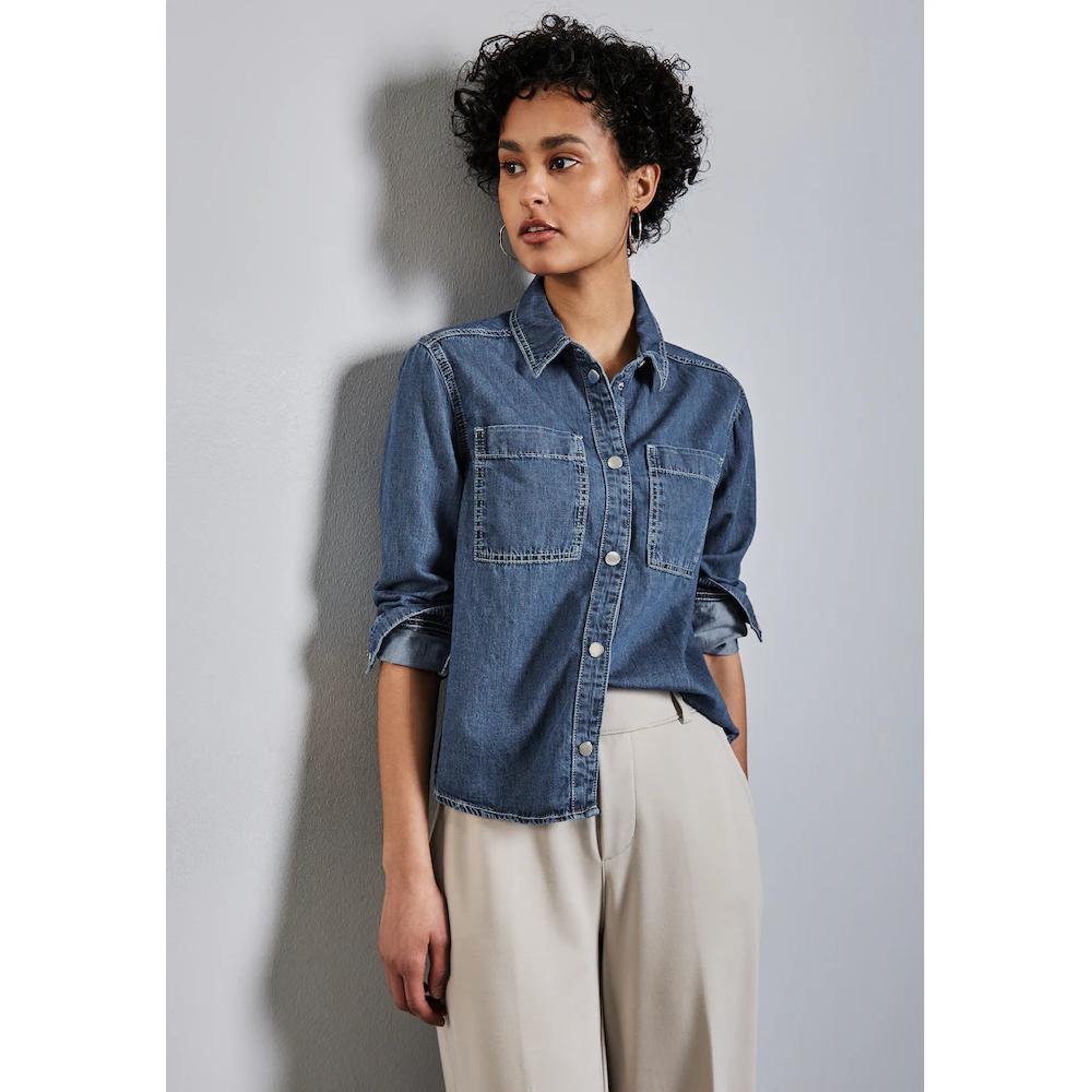 STREET ONE Jeansbluse mit Druckknöpfen