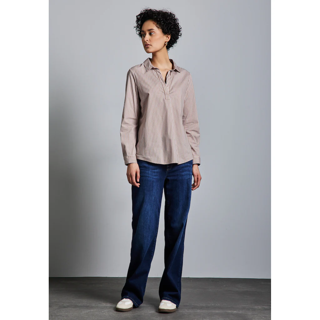 STREET ONE Langarmbluse Aus Baumwolle Mit Stretchanteil