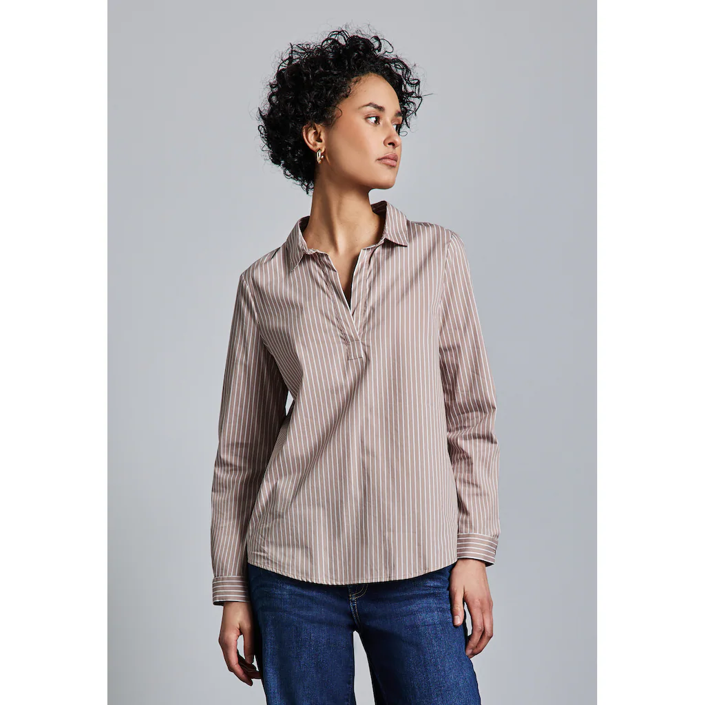 STREET ONE Langarmbluse Aus Baumwolle Mit Stretchanteil