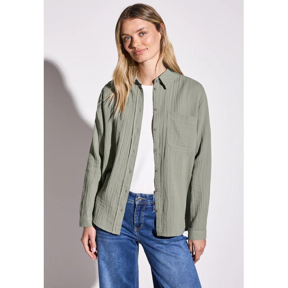 STREET ONE Langarmbluse aus reiner Baumwolle