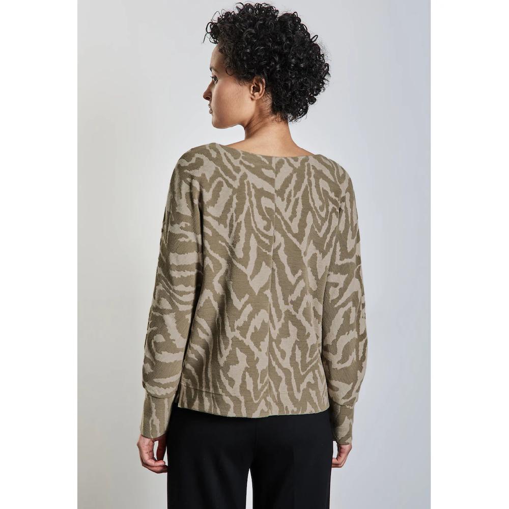 STREET ONE Langarmshirt Aus Elastischem Materialmix