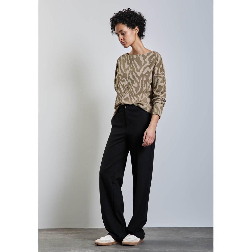 STREET ONE Langarmshirt Aus Elastischem Materialmix
