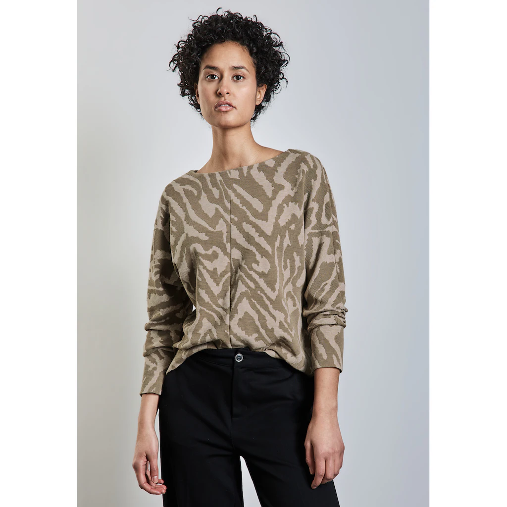 STREET ONE Langarmshirt aus elastischem Materialmix