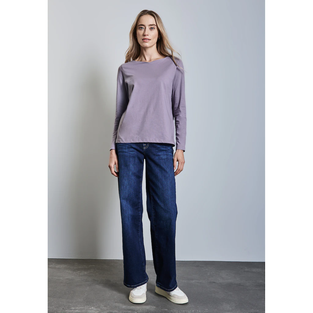 STREET ONE Langarmshirt Aus Reiner Baumwolle