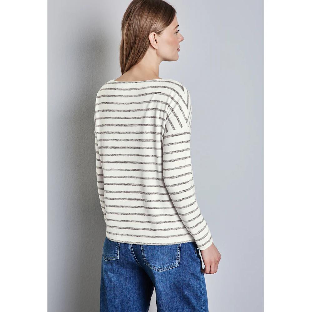 STREET ONE Langarmshirt Aus Softem Materialmix
